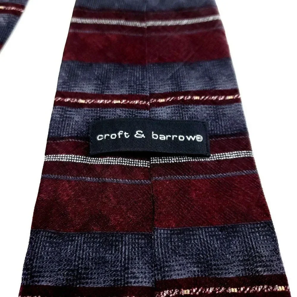 Croft & Barrow Multi Colored Silk Tie‎ Woven Wide Horizontal Striped